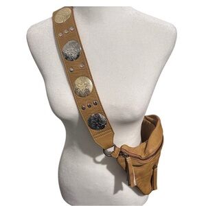 FP Movement Tan Crossbody Bag with Metallic Accents